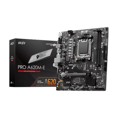 MSI | PRO A620M-E | Processor Socket Socket AM5 | Chipset Type AMD A620 | Supported RAM Technology DDR5 SDRAM - 4